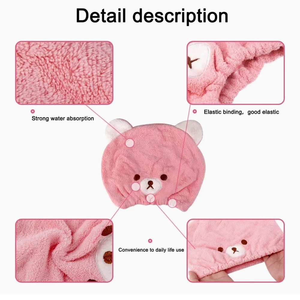 Microfiber Blue Teddy Bear Hair Towel